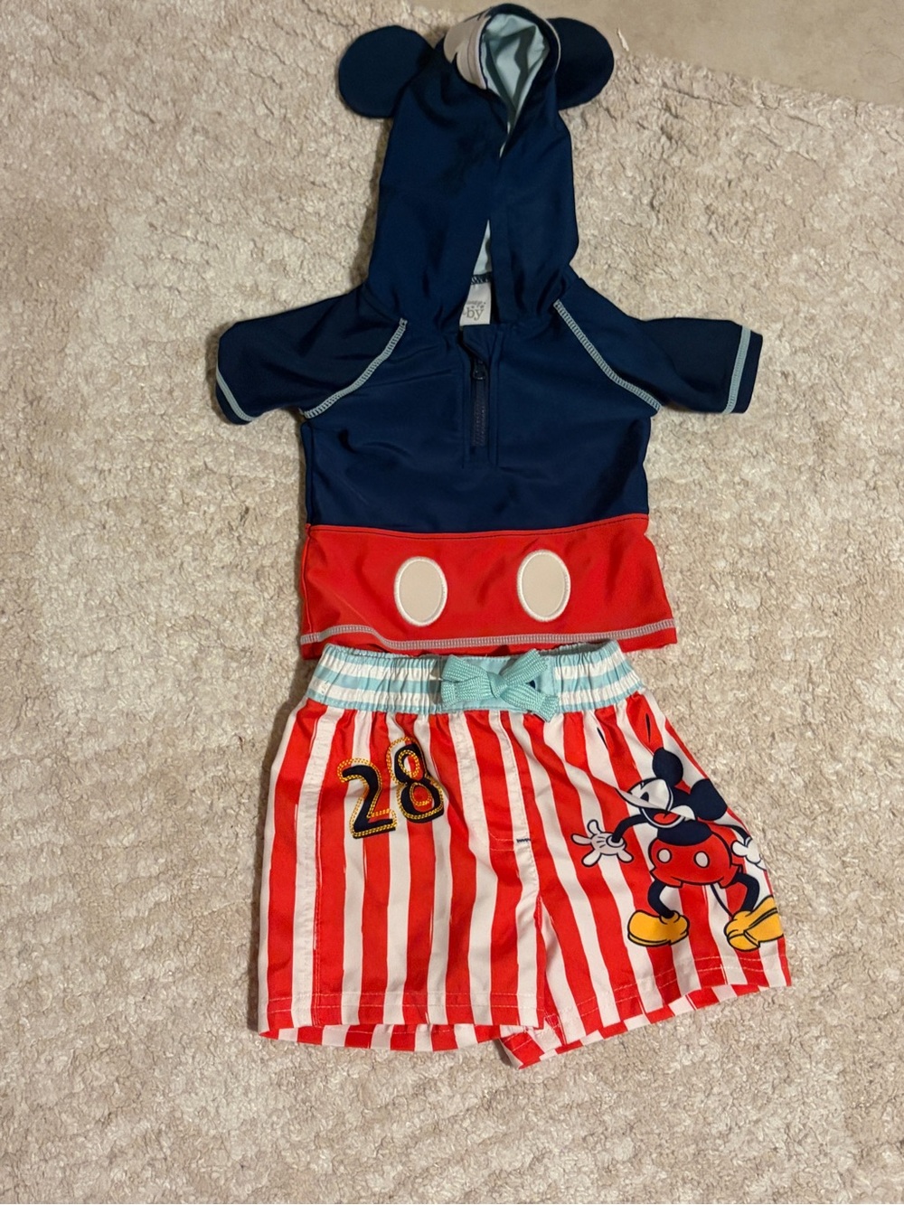 Disney Baby Navy Hooded Zip Top with Mickey ears good